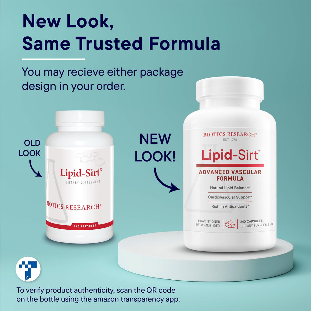 Biotics Lipid SIRT Supports Vascular Integrity, Supports Healthy Lipids and Cardiovascular Health 240 Capsules