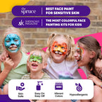 Blue Squid Face Painting Kit for Kids - 28 Color Face Paint Kit Palette with 160pc accessories Stencils, Water Activated Non Toxic Washable Professional Facepaint body set Halloween Party Makeup