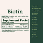 Nature's Bounty Biotin Hair Skin and Nails Vitamins, Supports Healthy Hair, Skin and Nails, 10,000 mcg, 120 Softgels (Pack of 1)