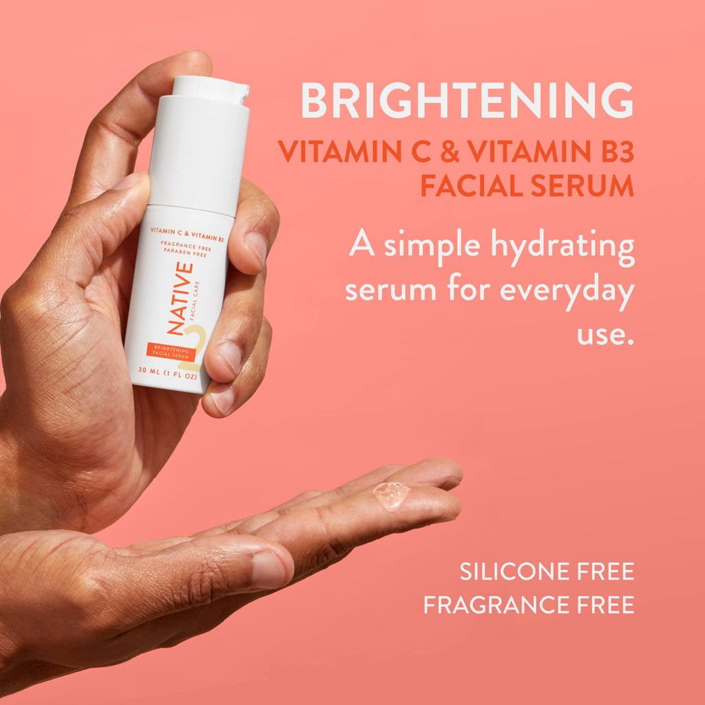 Native Moisturizing Facial Serum Contains Naturally Derived Ingredients | Hydrating Serum with Coconut and Vitamin B3, Revitalize and Repair Your Skin, Fragrance-Free, 30ml, 1 fl oz