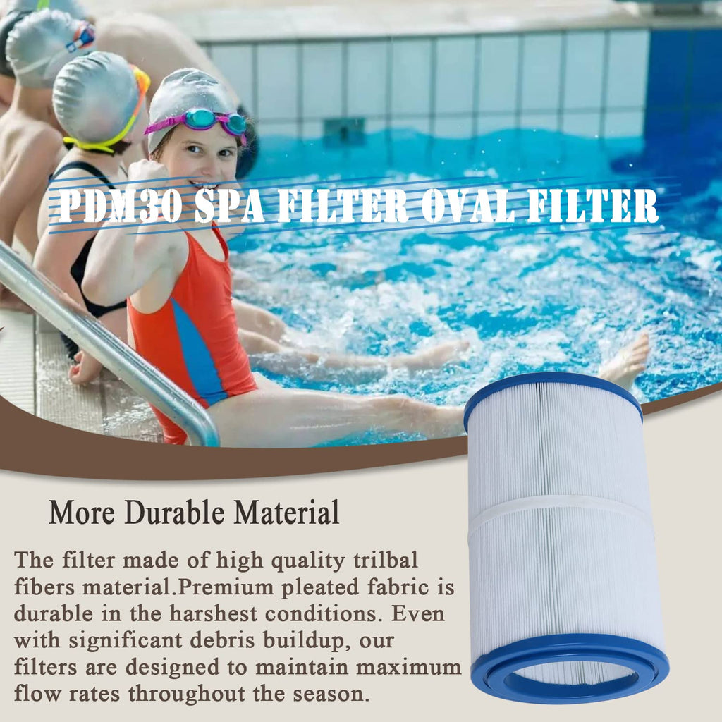 Ketofa PDM30 Spa Filter, Replacement Cartridge Oval Filter Compatible with Pleatco PDM30 Dream Maker Filbur FC9940 Hot Tubs Other 461269, 30 sq.ft - 2 Packs