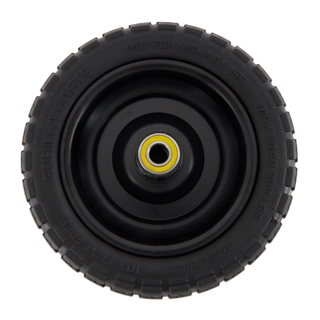 Gorilla Carts 4- Pack 10 Inch No-Flat Replacement Wheels, Heavy Duty Solid Tire - Airless Polyurethane Tires w/ 2.16” Hub, 5/8” Bore for Lawn & Garden Utility Cart and Hand Truck
