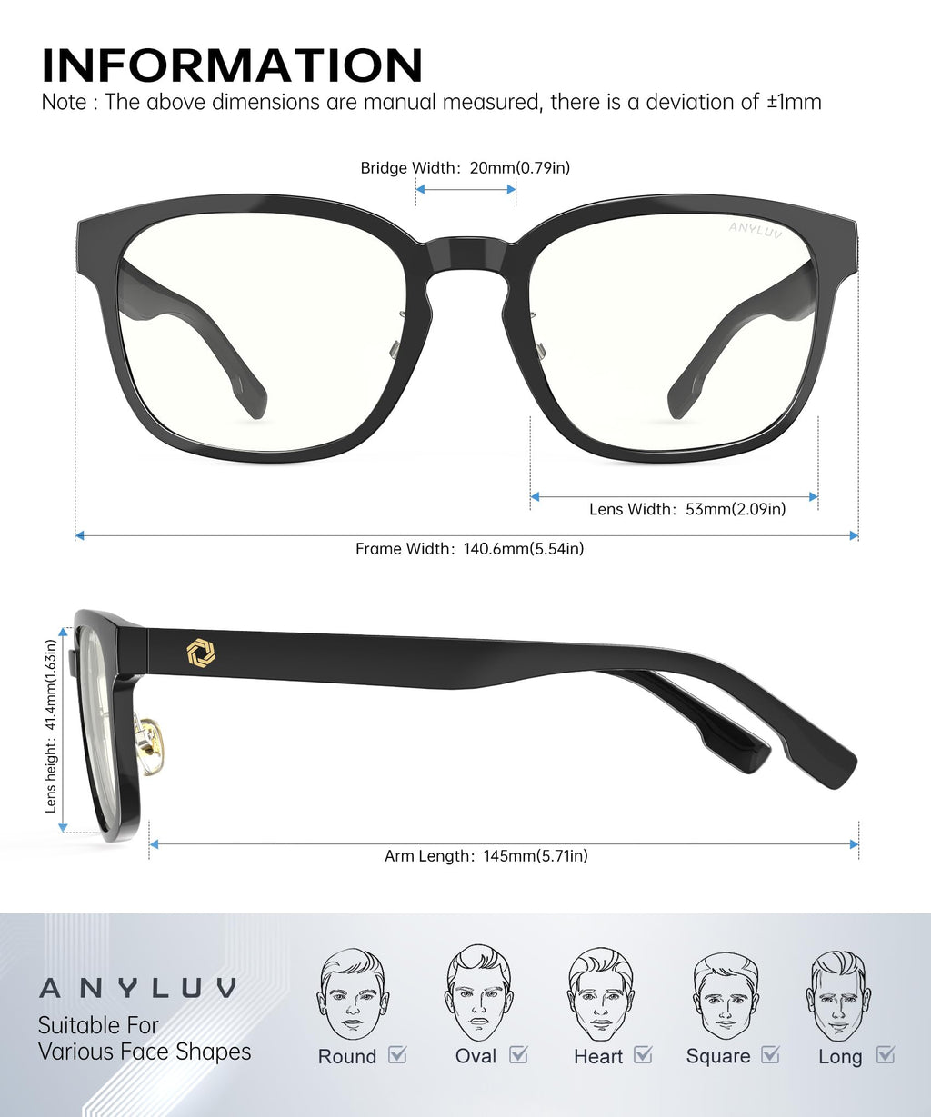 ANYLUV Blue Light Glasses Men Women Computer Gaming Glasses Anti Eyestrain Lightweight Blue Light Blocking Glasses