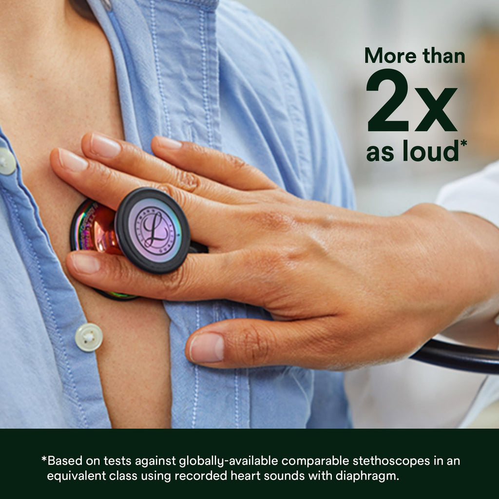 3M Littmann Cardiology IV Diagnostic Stethoscope, 6190, More Than 2X as Loud, Weighs Less, Stainless Steel Champagne-Finish Chestpiece and Stem, 27" Caribbean Blue Tube, Black Headset