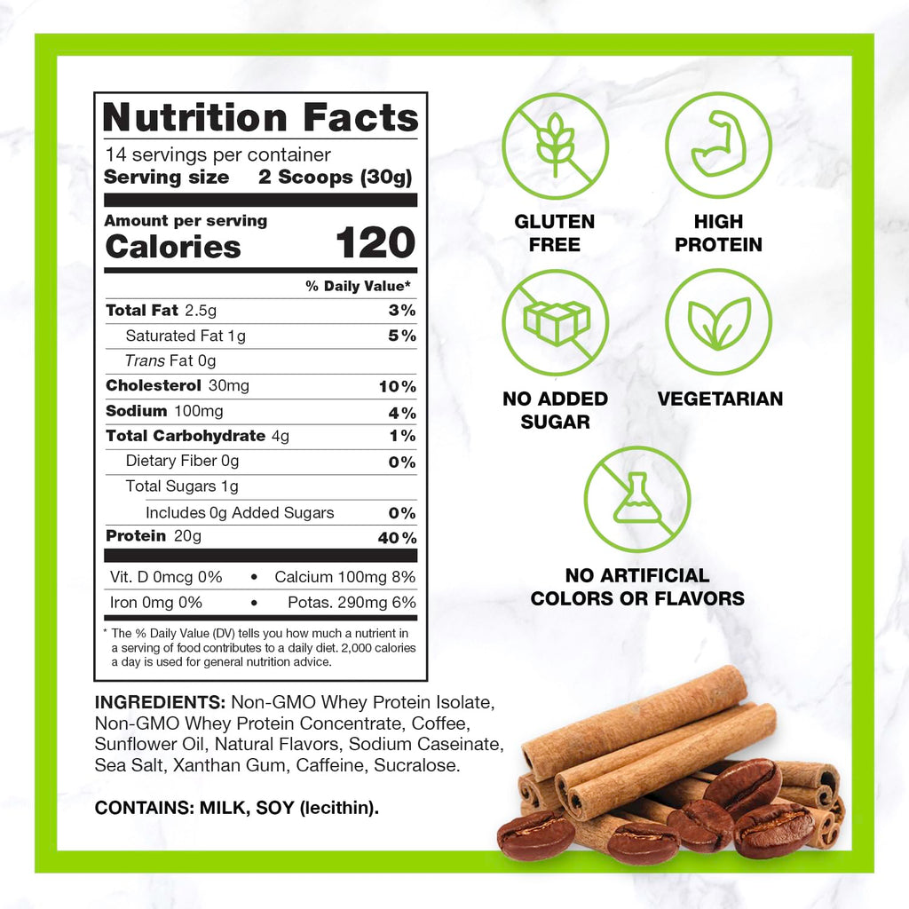 Chike Cinnamon High Protein Iced Coffee, 20 G Protein, 2 Shots Espresso, 1 G Sugar, Keto Friendly and Gluten Free, 14 Servings (14.8 Ounce)