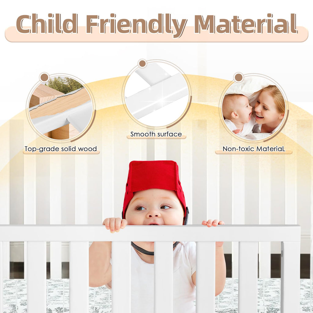 Salcod Toddler Safe Guardrail Compatible with Delta Children Convertible Crib, Crib Rail for Prevent Toddler from Rolling Off The Bed, White