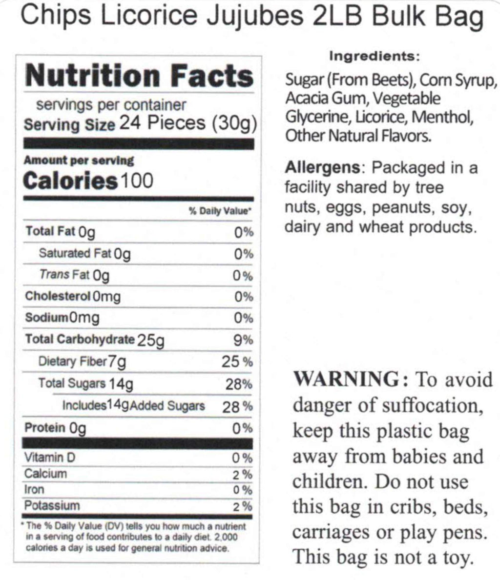 Chipurnoi Chips Licorice Jujubes 2Lb Bulk Bag