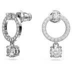 Swarovski Attract Circle Pierced Earrings with Circle Cut Crystals and matching Pavé on a Rhodium Plated Post with Butterfly Back Closure