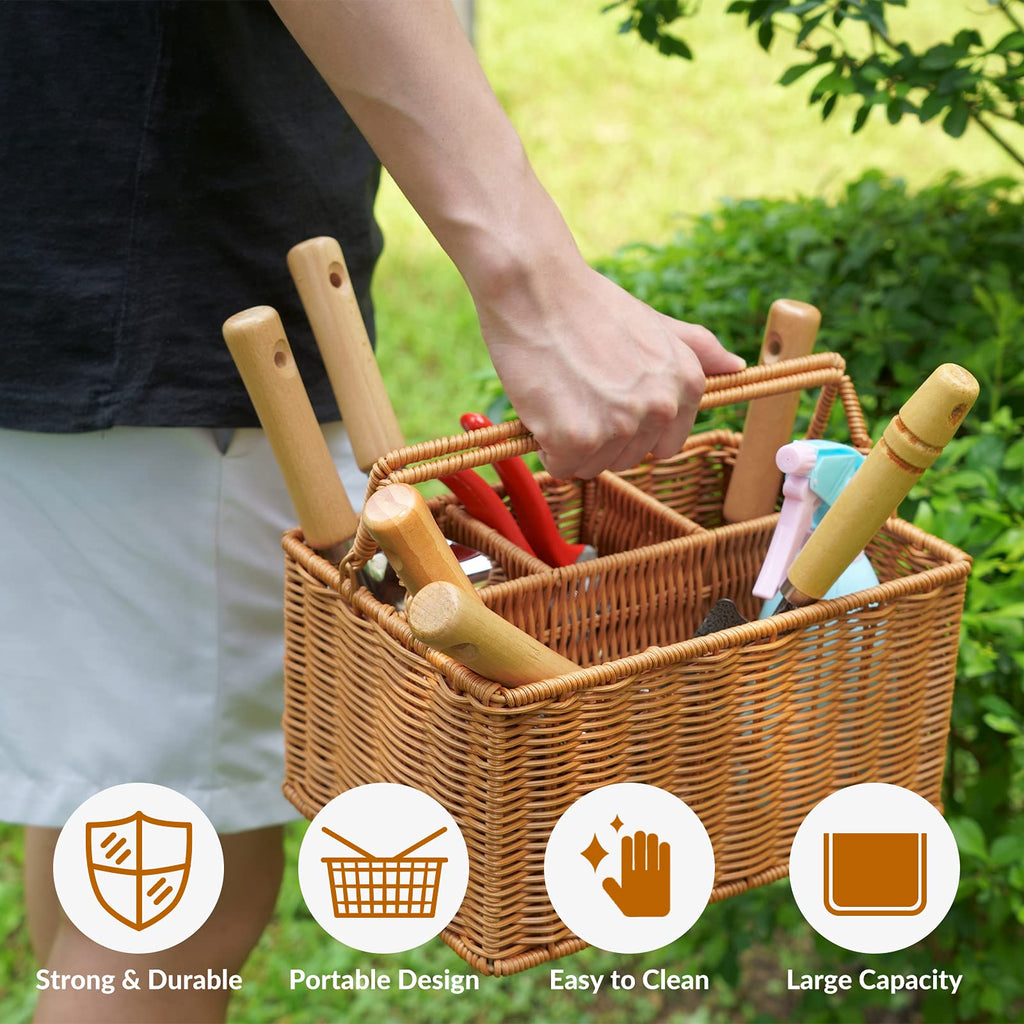 SOLIGT 8 Piece Garden Tools Set with Basket, Gardening Gifts for Women Men