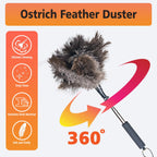 Ostrich Feather Duster for Electronics, Keyboard – Soft Dusting Tool for Screen, Fragile Items, Office, Home Cleaning (A12- Black Handle)