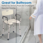 Shower Chair with Arms and Back Heavy Duty 330lbs, Shower Chair for Inside Shower, Shower Seat for Inside Shower Bathroom Chair with Cutout Seat & Cold-Proof Pads, Tools-Free Assembly