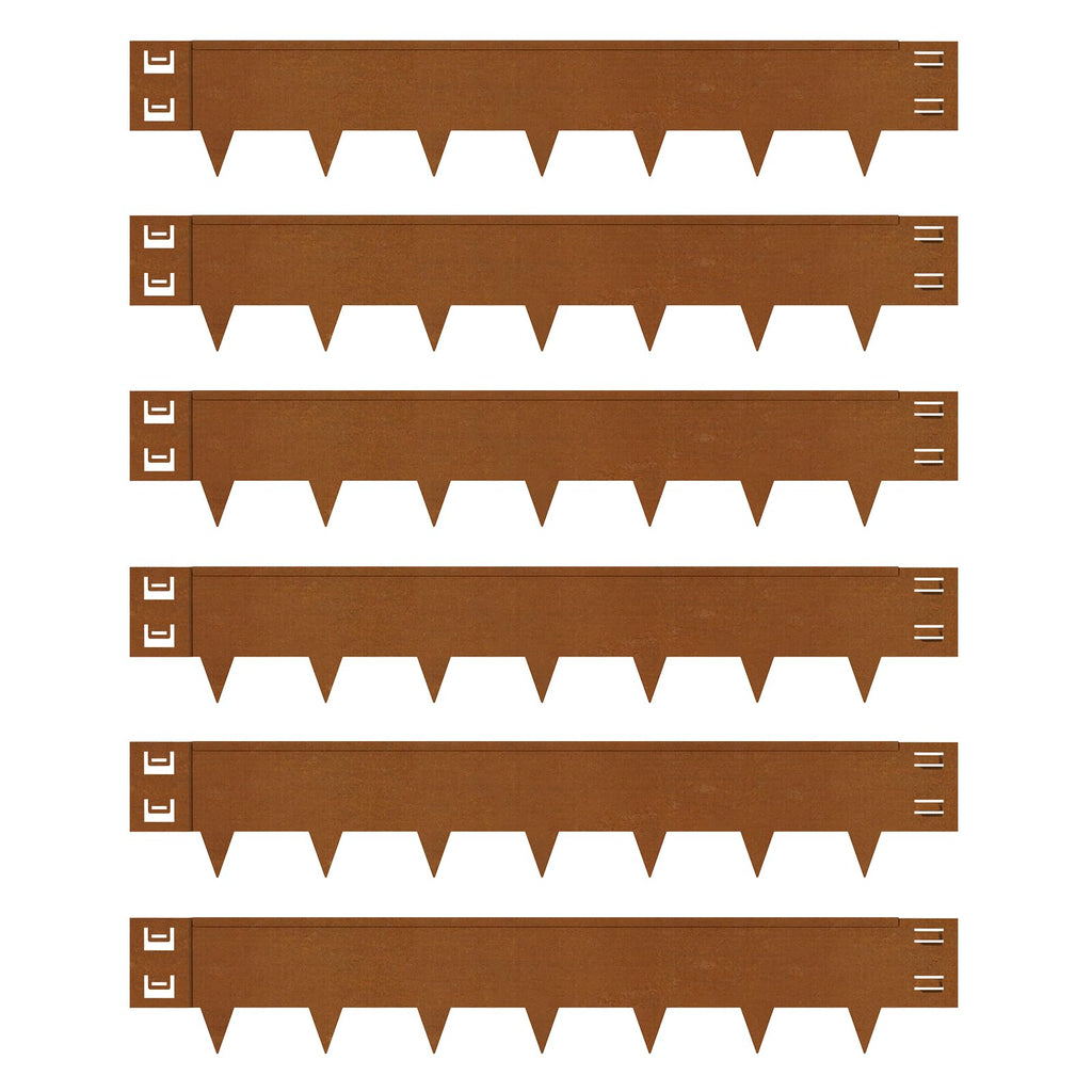 Cor-Ten Steel Landscape Lawn Edging, 40" L x 6" H,6 Pack Steel Edging for Landscaping,Metal Landscape Edging, Metal Edging for Landscaping(180 Degree Bend, Rusted)