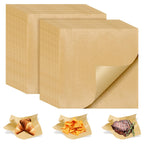 100 PCS Brown Deli Paper Sheets 12 x 12 Inch Unbleached Wax Paper for Food