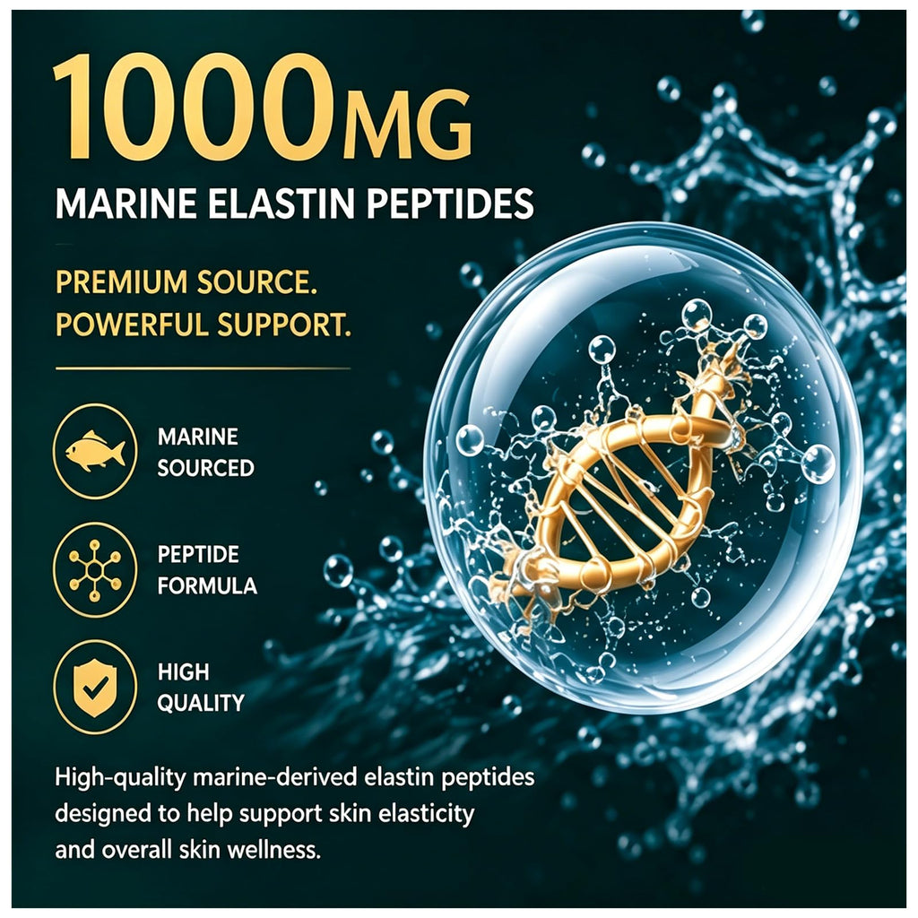 LABIXU Glowadin Elastin Peptides, 1000mg Marine-Derived Peptide Formula, 60 Count
