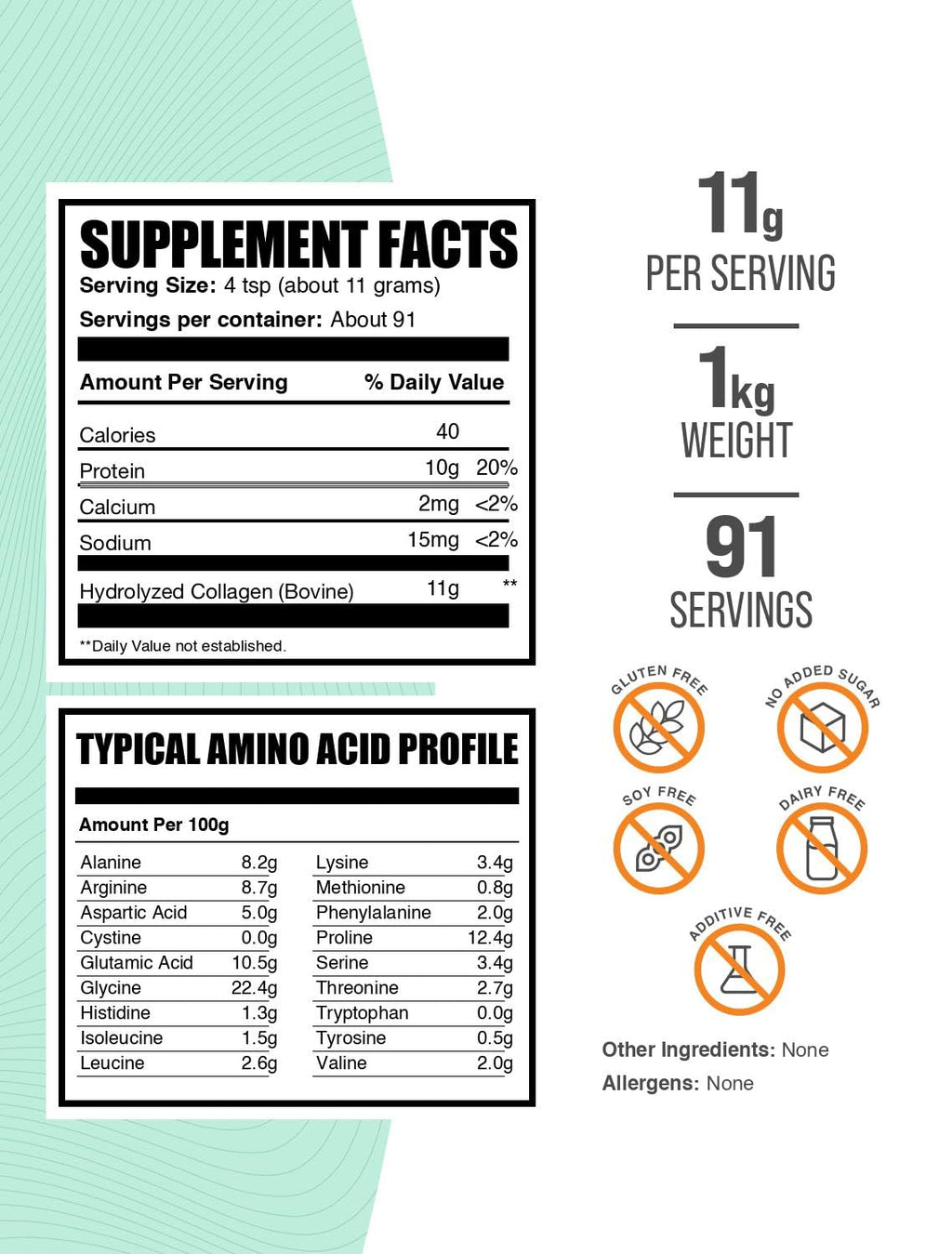 BulkSupplements.com Collagen Peptides Powder - Bovine Collagen Powder, Powdered Collagen Supplement - Hydrolyzed & Gluten Free, 11g per Serving, 1kg (2.2 lbs) (Pack of 1)