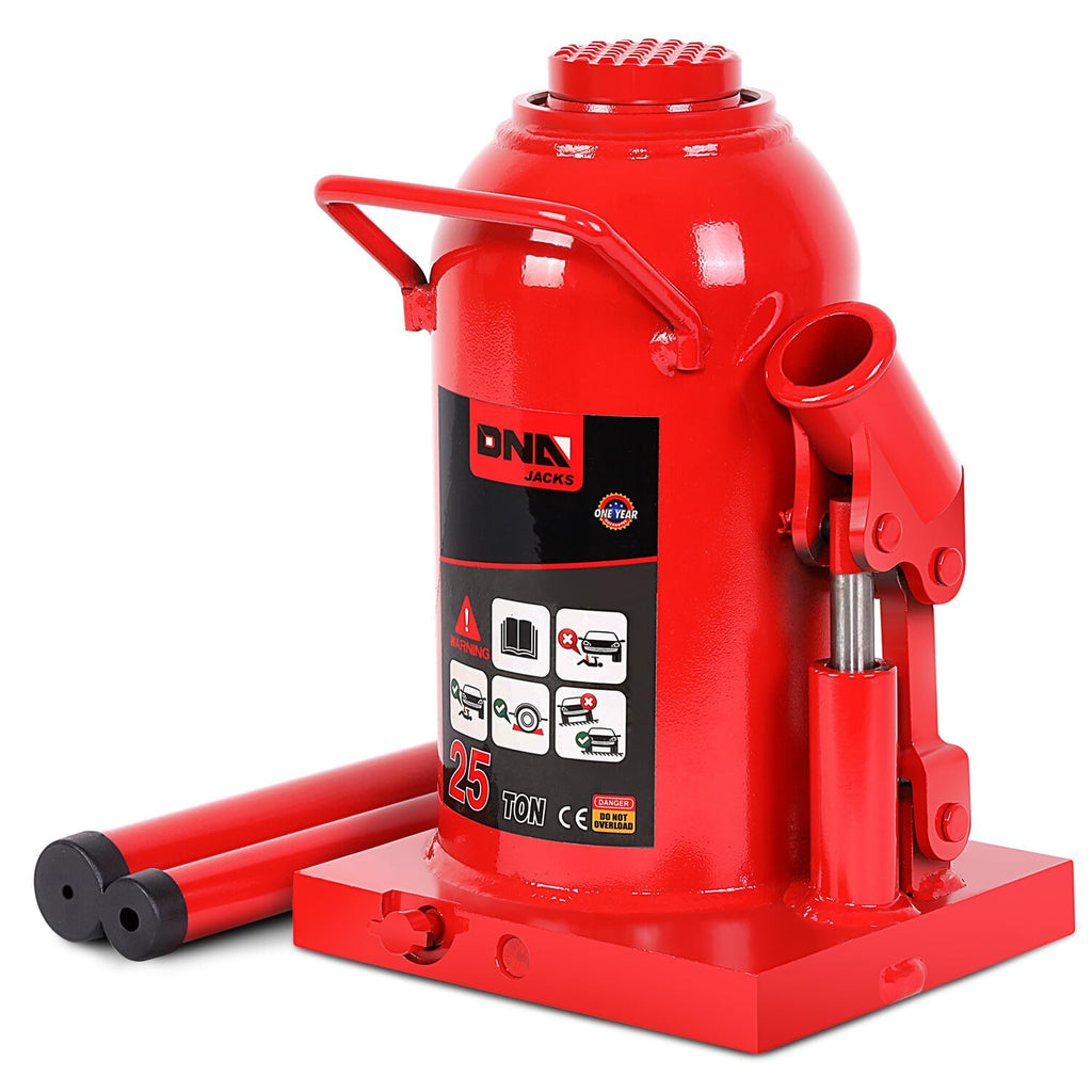 DNA Motoring 25 tons / 55115.5 lbs Lifting Automotive Welded Hydraulic Bottle Jack for Repair Vehicle, Pickup, Truck, w/Manual Handle, Red,TOOLS-00363