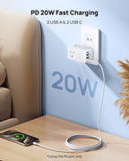 TROND 2 Prong to 3 Prong Outlet Adapter with 360 Rotating Plug, 3 AC Power Splitter with 2 USB C PD20W, Travel Plug Adapter for US to Japan, Wall Outlet Extender for Old House Travel Essentials