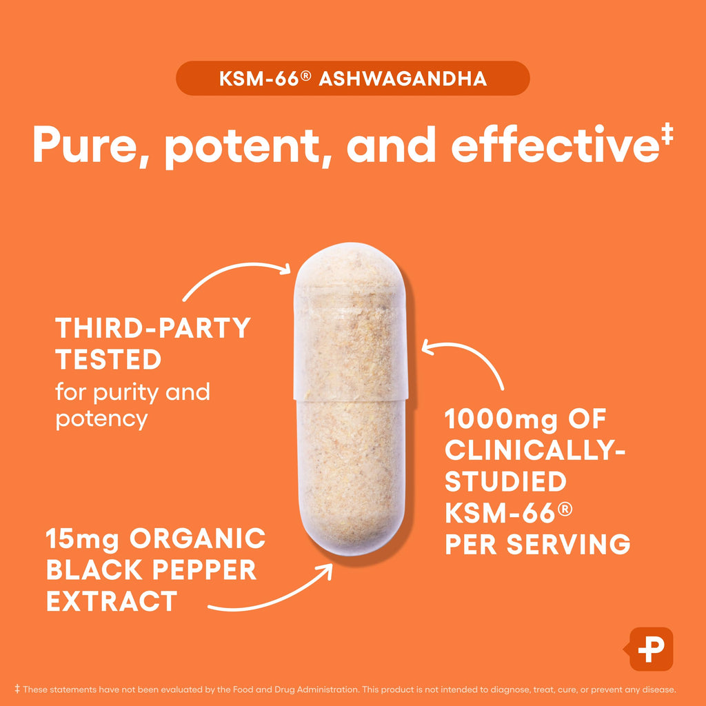 Physician's CHOICE KSM-66 Ashwagandha Root Powder Extract 1,000mg - Organic - with Black Pepper for Maximum Absorption - 5% Withanolides - Stress, Mood & Athletic Support - 60 Vegan Capsules