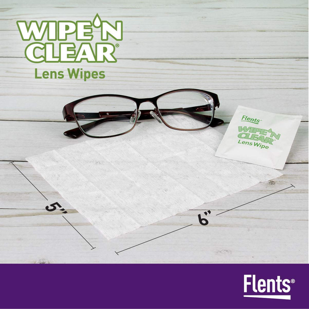 Flents Wipe 'N Clear Lens Cleaning Wipes, Pre-Moistened, Gentle Cleaning, AntiStreak, Fast Drying, 4 Portable Boxes Of 75, 300 Count, Individually Wrapped for Travel & Convenience, Made in the USA