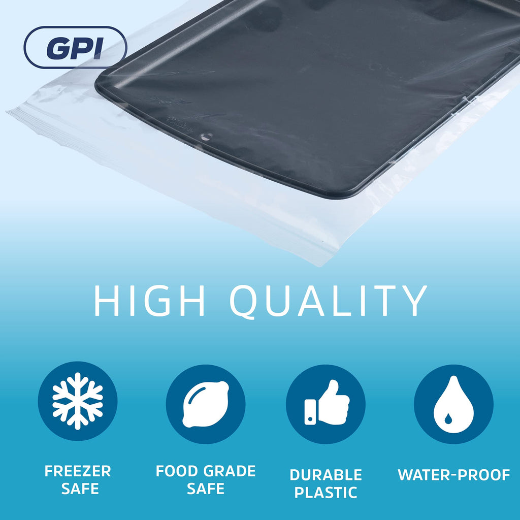13" x 18" Heavy-duty 2.5 Gallon Zip Bags - 200 Count - Clear Plastic Reclosable Zipper Baggies, 4 Mil Freezer Storage Poly Bags, for Packaging Food, Clothing, Tools & Sharp Objects.