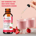 Liquid Creatine Drops - Sugar Free Creatine Monohydrate Supplements for Women & Men, Creatine Drops Gains for Building Muscle, Energy, Pre Workout, Raspberry Flavored