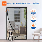 MAGZO Magnetic Screen Door Fit Door Size 72 x 80 Inches, Actual Screen Size 74 x 81 Inch Heavy Duty Side Opening Polyester Screen Curtain for Sliding Door Broader View, Black