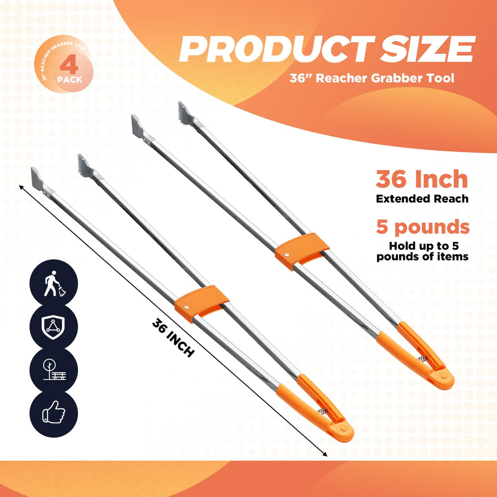 Loyim 4 Pack 36" Reacher Grabber Tool, Lightweight Litter Pick up Sticks
