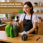 inihpocv 4-Piece Metal Barrel Cactus Yard Art Set