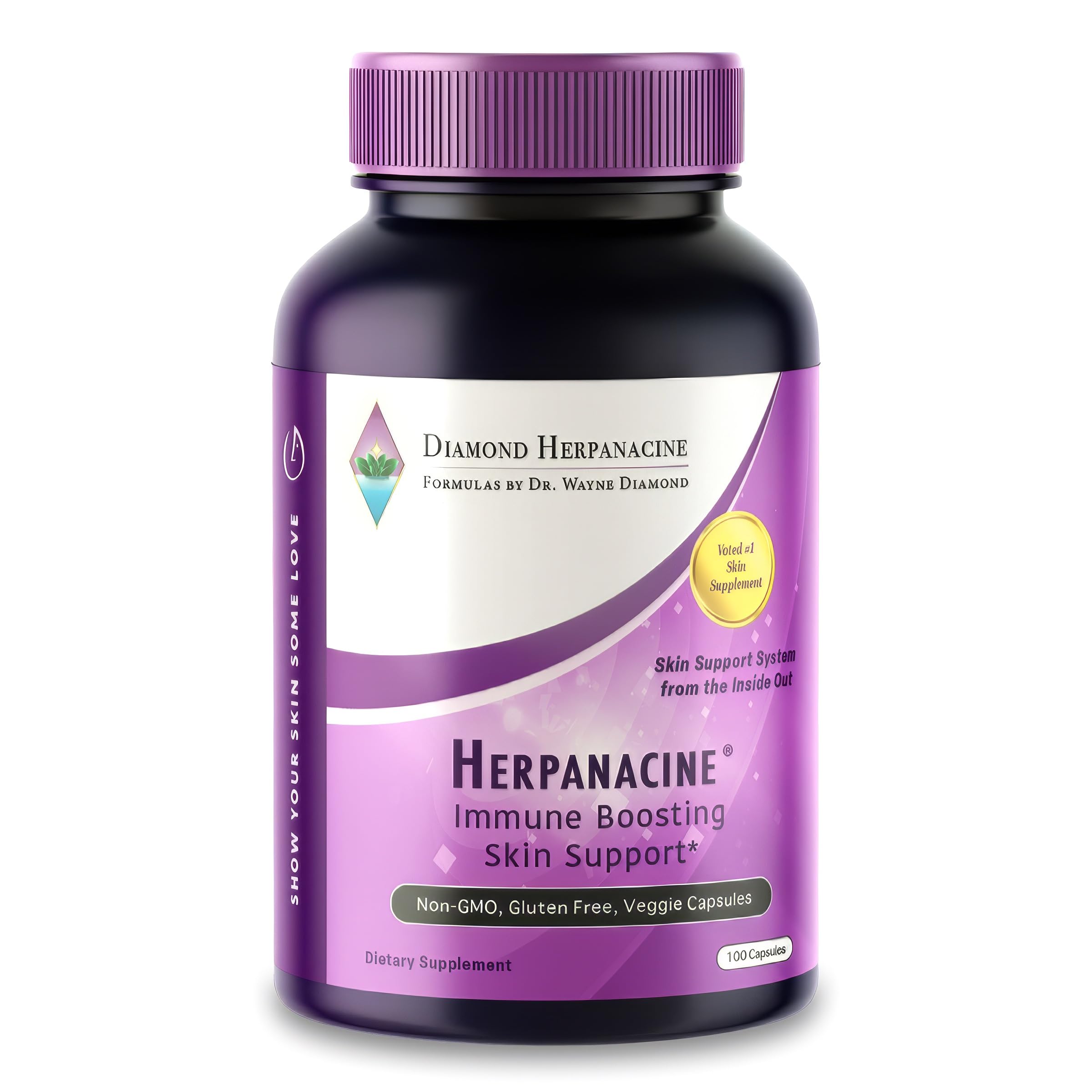 Herpanacine Diamond Natural Skin & Immune Vitamin Complex – Dual-Action Internal Skin Health & Antioxidants Health Supplement – Made with Natural Ingredients – 100 Count