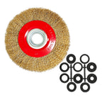 OSFTBVT 8in Bench Wire Wheel Brush | Coarse Crimped Steel Wire 0.012" with 1/2" 5/8" 3/4" 7/8" 1" Arbors for Bench Grinder Brass Coated Steel- 1pcs