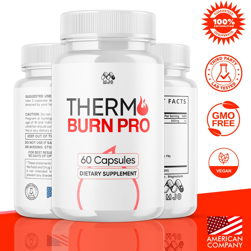 (3 Pack) Thermo Burn Pro Capsules, Official Thermoburn Pro Pills with Natural Ingredients, Maximum Strength ThermoburnPro with Premium Vitamins Supporting Wellness & Health Naturally (180 Capsules)