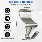 FURWEY Vinyl Siding Hooks, 20 Pack, Heavy Duty Stainless Steel