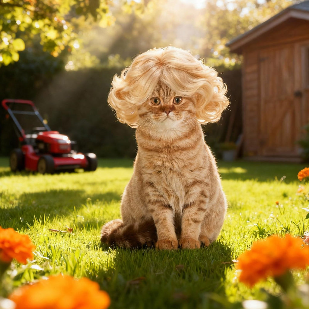 Eccliy 6 Pcs Porch Goose Wigs Dog Cat Pet Outfits Costume Small Funny Pet Wig Cute Lawn Porch Goose Accessories Statue Braid Wig for Holiday Outdoor Garden Patio Yard Goosey Decoration