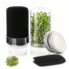 Sprouting Kit, 2 Wide Mouth Sprouting Jar with Stainless Steel Screen Sprout Lids, Blackout Sleeves, Drain Cover, Sprouts Growing Kit for Broccoli, Mung Beans, Alfalfa & Microgreens