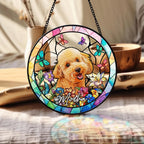 Custom Dog Portrait Stained Glass Window Hanging Light Catcher, Pet Memorial Stained Glass Photo, Dog Memorial Gift Pet Loss Sympathy Gift