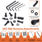 Hapric 2160 Pcs Metric Screw Assortment Metric Bolts M2 M3 M4 M5 M6 Nuts and Bolt Kit, 12.9 Alloy Steel Black Zinc Plated Hex Socket Head Screws Nuts Bolts and Washers Set