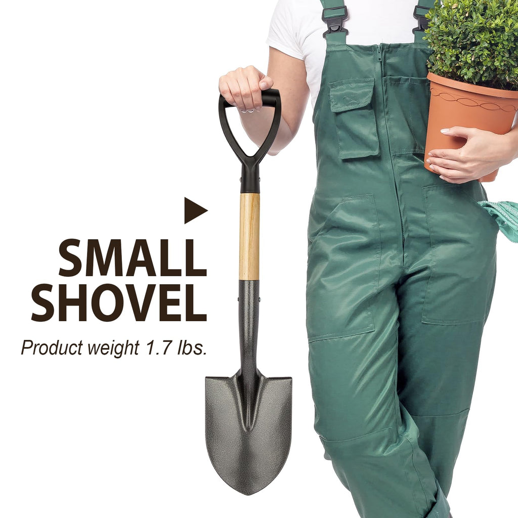 VNIMTI Shovel for Digging, Round Small Shovel with Wooden D-Handle, Metal Garden Shovel for Gardening, 28 Inches