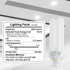 KOR (Pack of 4 26 Watt Triple Tube - GX24Q-3 (4 Pin) Base -3500K White - CFL Light Bulb - Philips 268243 PL-T 26W/35/4P/ALTO - GE 97616 F26TBX/835/A/ECO