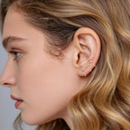 Sanglarst 925 Sterling Silver 14K Gold Plated Backless Half Hoop Earrings
