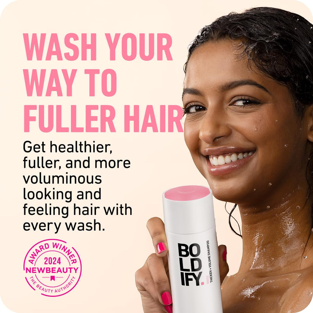 BOLDIFY Thickening Shampoo - Rice Water for Thinning and Oily Hair - Volumizing Shampoo for Fine Hair, Weightlessly Removes Excess Oil - 8oz
