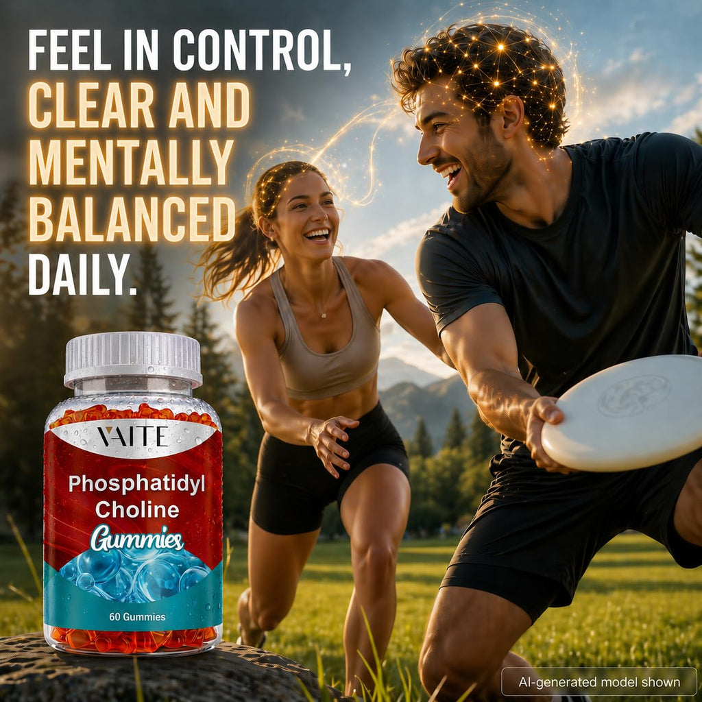 Phosphatidylcholine Gummies 600 mg (Sunflower Lecithin) 5-in-1 Choline Complex with Alpha GPC 150 mg, Phosphatidylserine 100 mg, Inositol 100 mg & Choline Bitartrate 50 mg for Daily Focus 60 Count