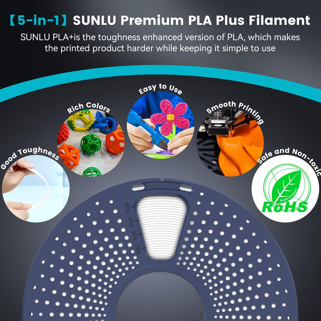 SUNLU PLA Plus Filament 1.75mm Black 1KG