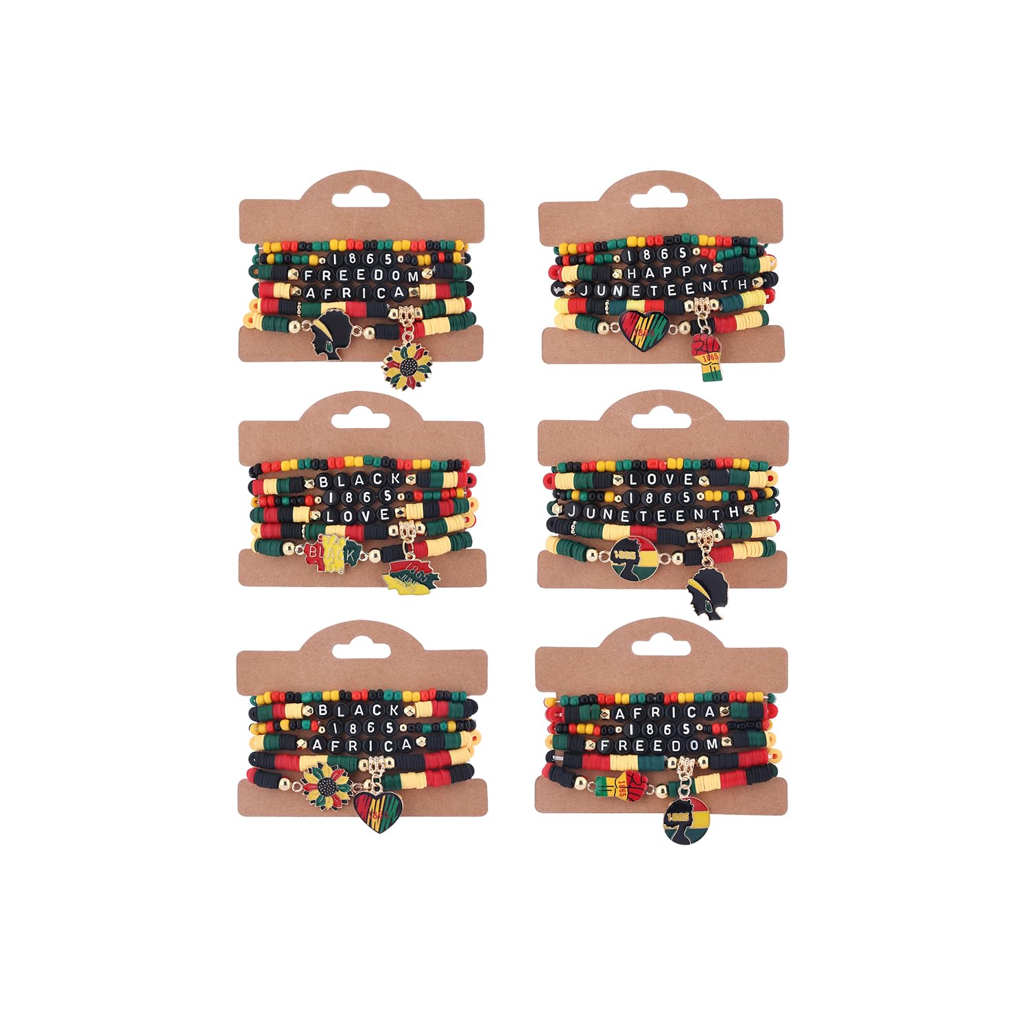 Cooluckday 36Pcs Juneteenth Bracelets bulk for Women Juneteenth Day Party Favors Freedom Day Bracelets for Women Jewelry Supplies for African