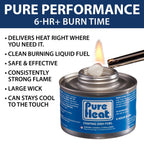 Pure Heat 6-Hour Chafing Fuel Cans (12 Pack) - Resealable Burner Fuel - Food Warmer Cans for Chafing Dishes - Canned Heat Perfect for Catering, Buffet, or Camping
