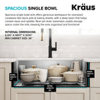 Kraus KHU100-32 Standart PRO 16 Gauge Undermount Single Bowl Stainless Steel Kitchen Sink, 32 Inch