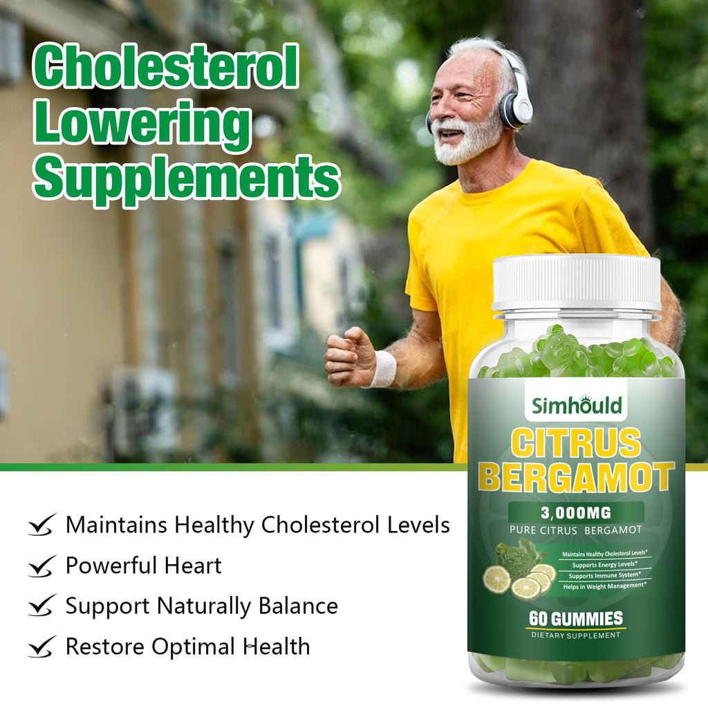 2 Pack Citrus Bergamot Gummies -3000MG Citrus Bergamot Extract Cholesterol Lowering Supplement for lmmune Support Healthy Anti-Aging, Hight Cholesterol Vegan Gummy 120 Counts Lime Flavor