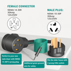 Strightinc 4 Prong to 3 Prong Dryer Plug Adapter with Green Ground Wire, Connects 4-Prong New Dryer Female to 3 Prong Old Dryer Male Receptacle, 10-30P to 14-30R Dryer Adapter