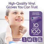 Inspire Stretch Vinyl Exam Gloves | THE ORIGINAL Quality Disposable Latex Free Medical Glove Cleaning Cooking Food Service Labs Healthcare and Household, Large 1000 Count