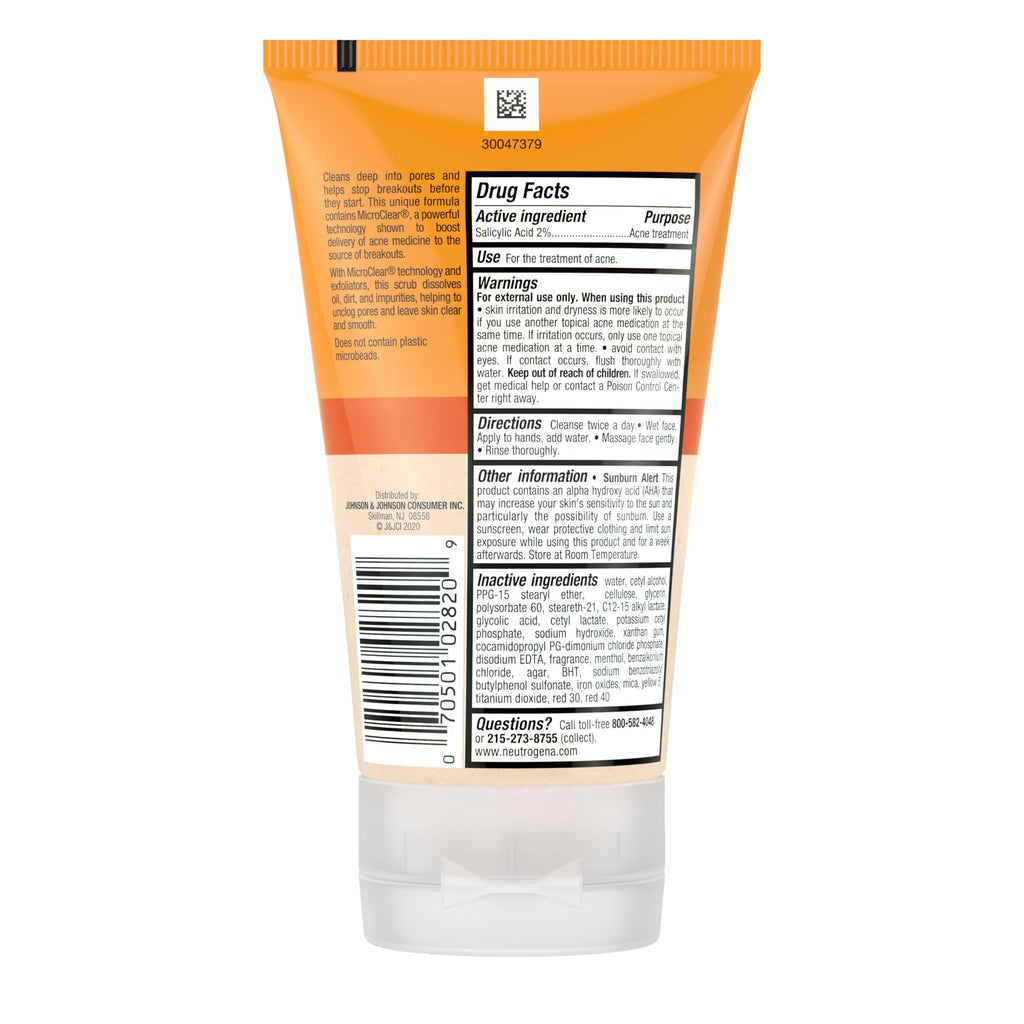 Neutrogena Oil-Free Acne Face Scrub, 2% Salicylic Acid Acne Treatment, Daily Face Wash to help Prevent Breakouts, Exfoliating Facial Cleanser for Acne-Prone Skin, Twin Pack, 4.2 fl. oz, 2 Pack