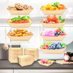 MotBach 200 Pack Wood Grain 1/2Lb Paper Food Boat Trays Disposable Small Paper Boats Plates Containers, 0.5Lb Mini Kraft Food Serving Tray Boat Basket Bowl for Snack Fries Dessert Popcorn Taco Nacho